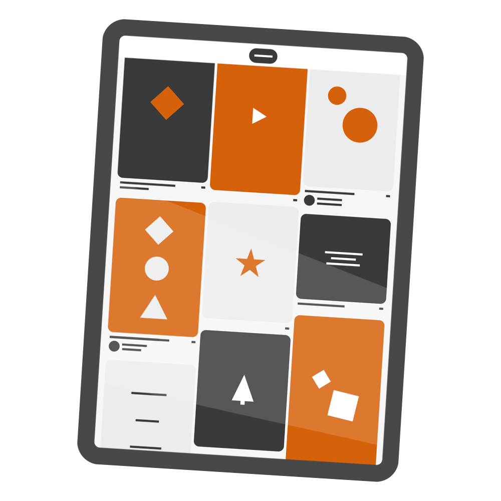 social media Pinterest iPad tablet symbol cartoon orange grey