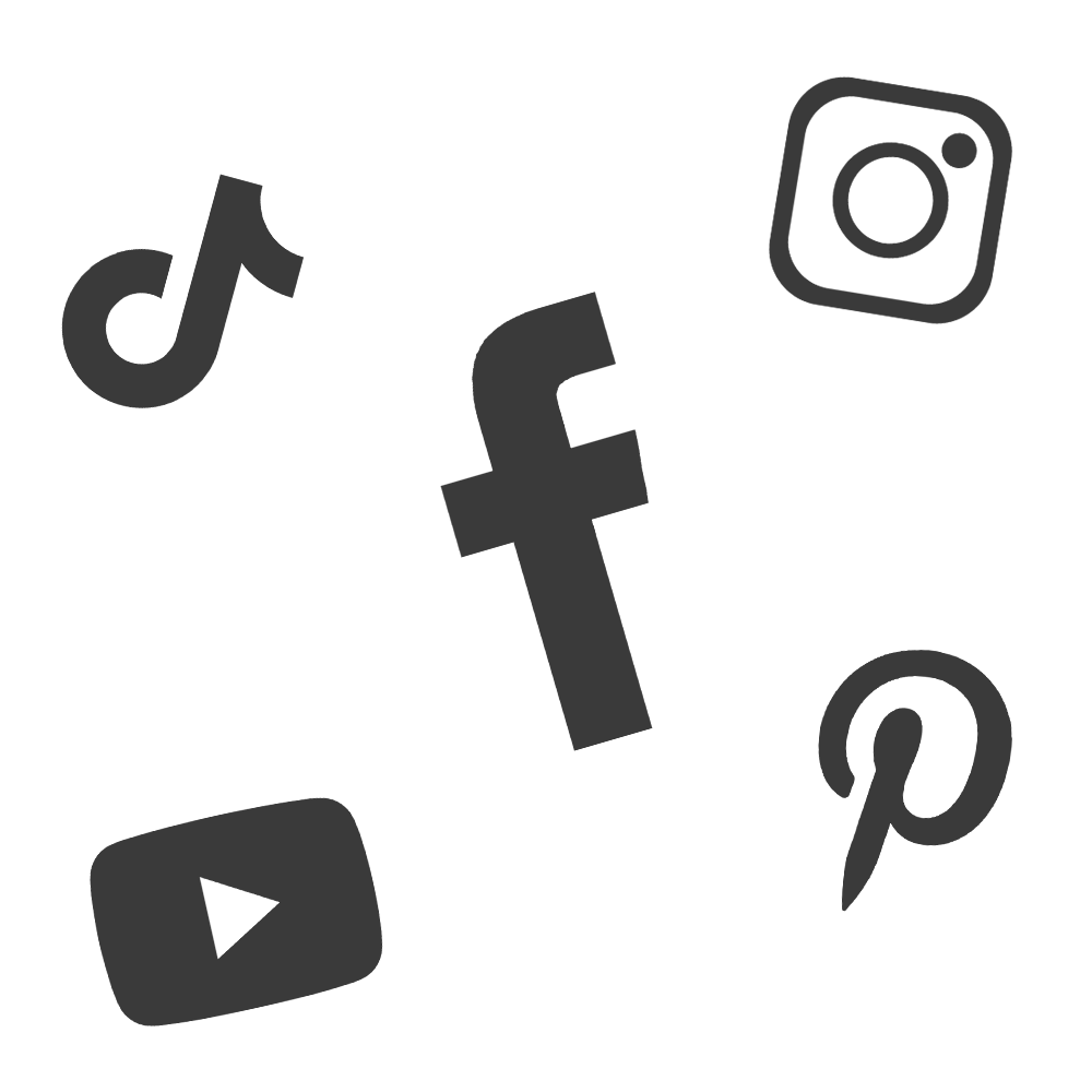 social media content packages symbols Facebook Instagram Pinterest Youtube Tiktok